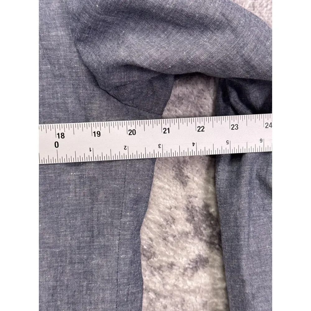 J Crew Ludlow Slim Blazer 40 R Mens Somelos Cotton Linen Blue Chambray Jacket
